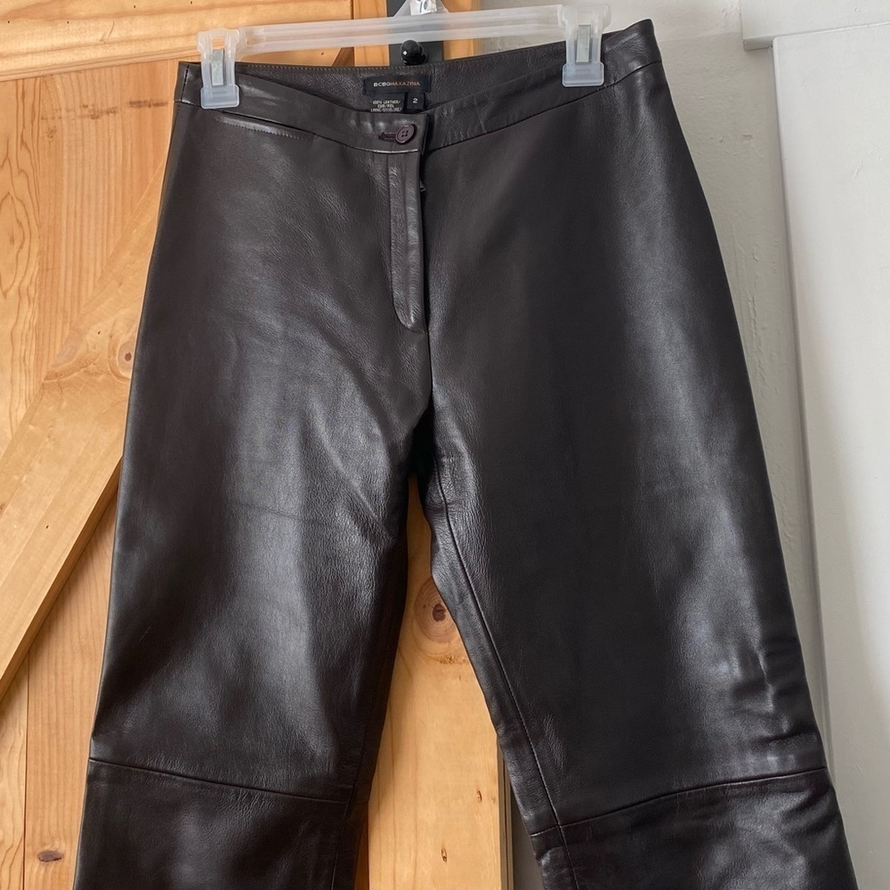 BCBGMaxAzria 100% Leather Brown Pants - Picture 2 of 8